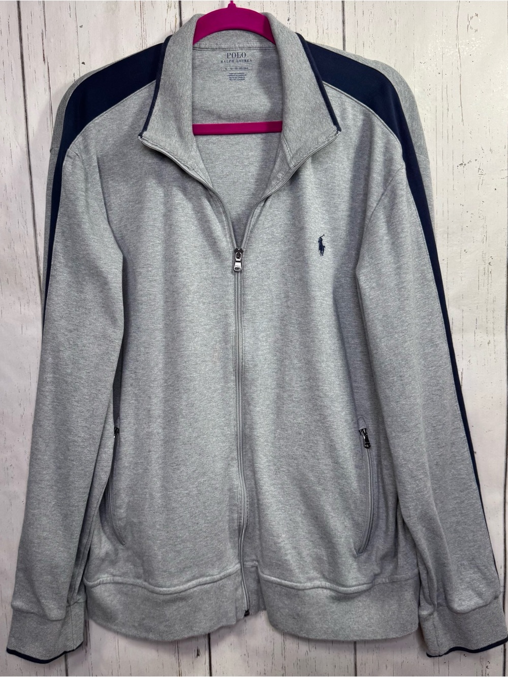 Polo Ralph Lauren Gray XL Full Zip Jacket Preppy Quiet Luxury Classic Old Money